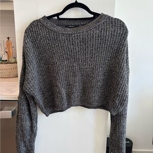 Gray Knit Cropped Sweater